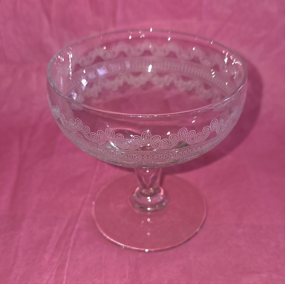 1900's Fostoria Needle Etched Clover Leaf Sherbert EUC